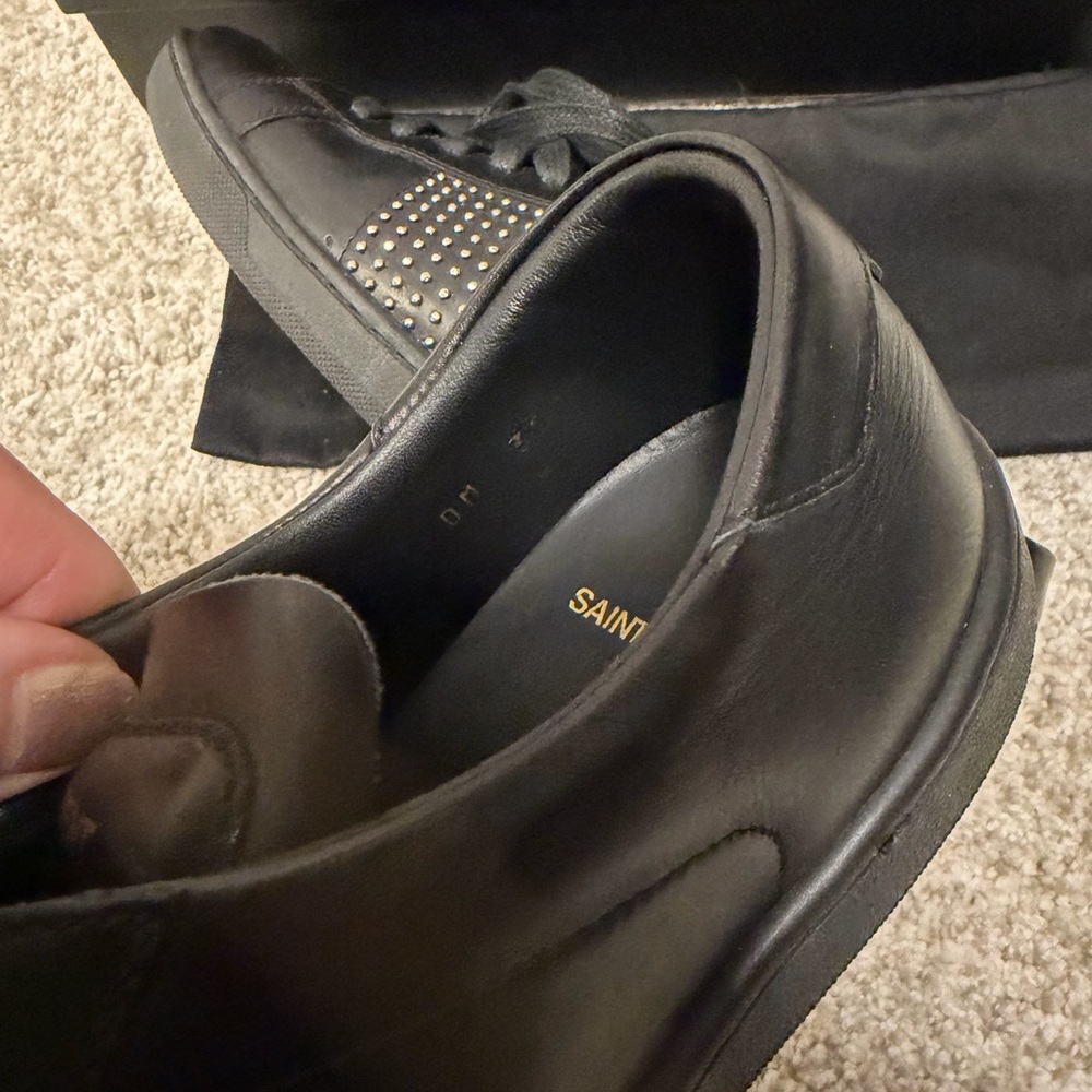 Saint Laurent (YSL) Black Leather Studded Sneakers size 7 - Picture 12 of 15